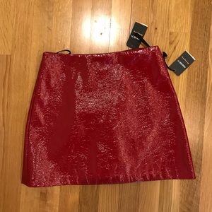 Red Faux Leather Forever 21 Skirt